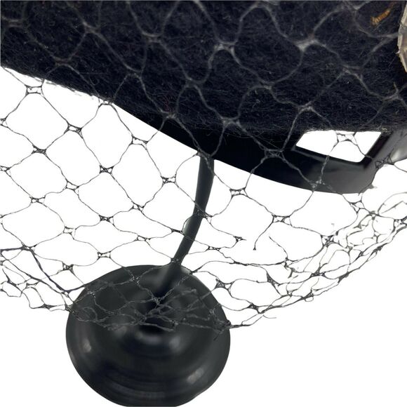 Pillbox Classic Hat Vintage 1950s Shagfelt Womens Black Felted Fur Fitted Retro - Picture 7 of 16